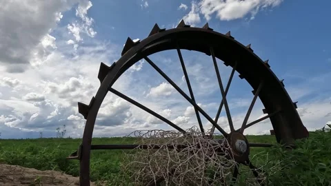 Antique Tractor Wheel Stock Footage 249857933