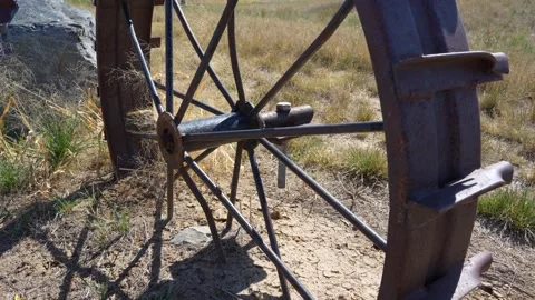 Antique Tractor Wheel Stock Footage 286380934