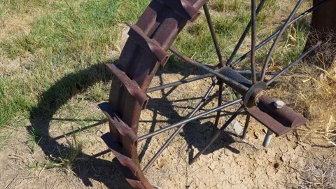 Antique Tractor Wheel Stock Footage 286380938