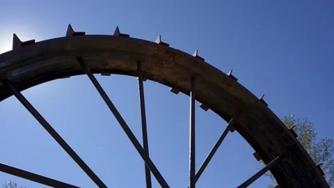 Antique Tractor Wheel Stock Footage 286404817