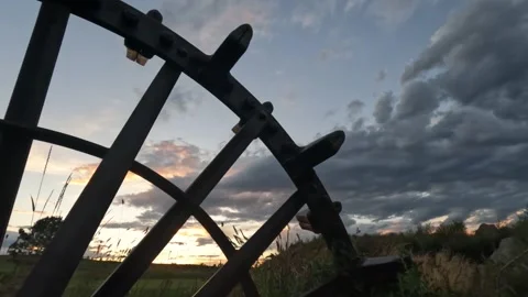 Antique Tractor Wheel Sunset 스톡 동영상 249856500