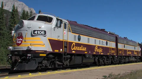 Antique Train Engine at the Banff Train Station Stock Footage 32186072