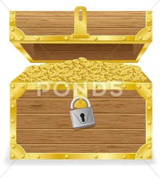 Antique treasure chest illustration Stock Illustration