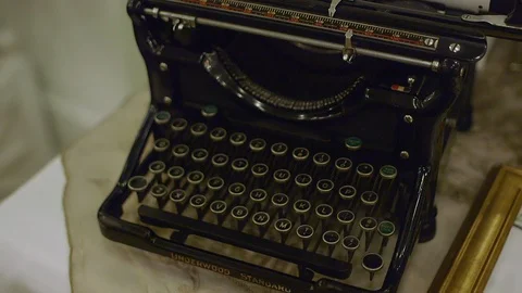 Antique Typewriter on Desk Stock Footage 98668843