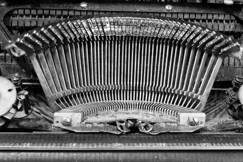 Antique typewriter typebars Stock-Fotos