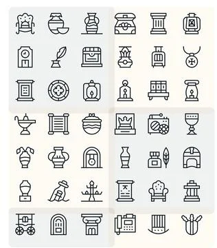 Antique Vector Icon Collection featuring 42 Detail Enhanced 256x256 Regular.. Illustration