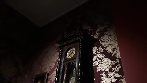 Antique, vintage wall clocks with mechanical movements. Antique wall clocks Stock Footage 346083014