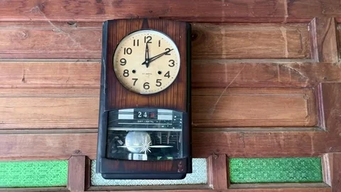 Antique wall clock old time vootage. old wall clock Stock Footage 293187499