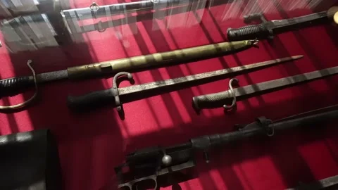 Antique Weapons On Display 4K Stock Footage 131863007