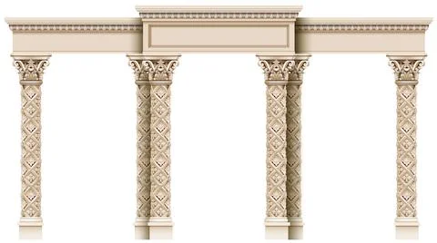 Antique white colonnade with columns Stock Illustration