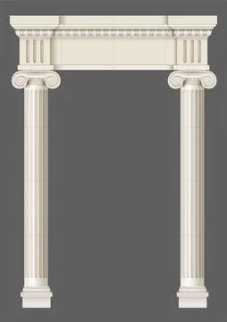 Antique white colonnade with Ionic columns Stock Illustration
