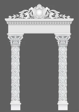 Antique white colonnade with Ionic columns Illustrazione stock