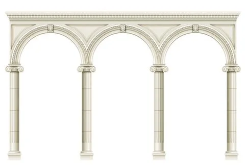Antique white colonnade with Ionic columns Stock Illustration