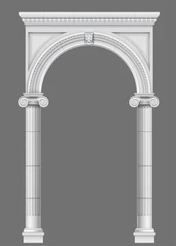 Antique white colonnade with Ionic columns Stock Illustration