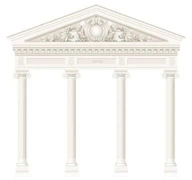 Antique white colonnade with old Ionic columns Stock Illustration
