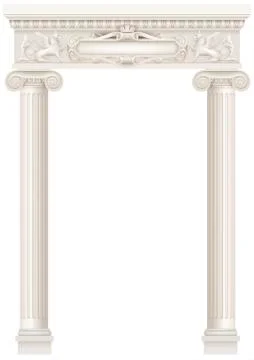 Antique white colonnade with old Ionic columns Stock Illustration