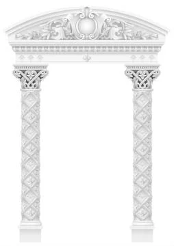 Antique white colonnade with old Ionic columns Illustrazione stock