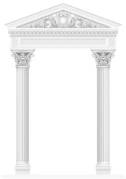 Antique white colonnade with old Ionic columns Illustrazione stock