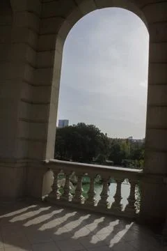 Antique window, and the shadow falling from it on the floor 스톡 사진