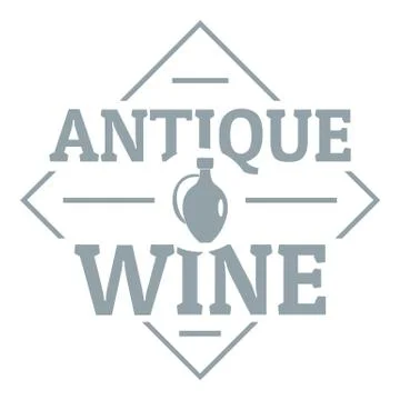 Antique wine logo, simple gray style Stock Illustration