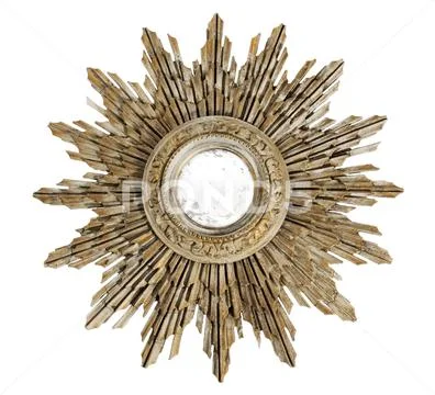 Antique wooden star burst mirror Stock Photos
