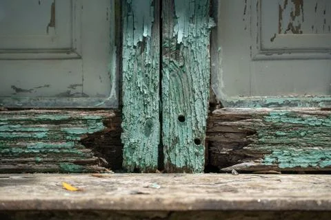 Antique wooden window frames eroded by time Stock Photos