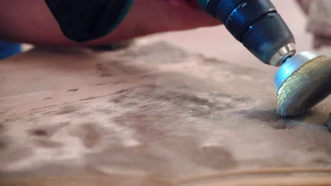 Antique woodworking process in workshop, grinding machine with circle metal Video stock 234983858