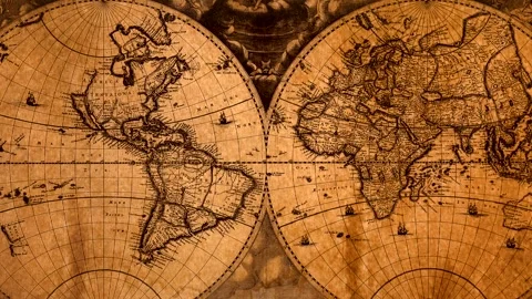 Antique World Map Stock Footage 334062714