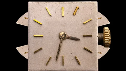 Antique wrist watch macro with code Stock Footage 289784759