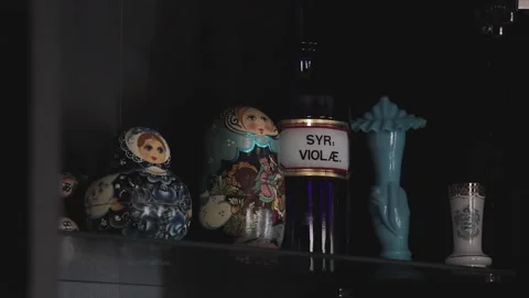 Antiques on a Shelf II Stock Footage 169974300