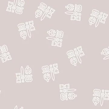 Antiques treasure line seamless pattern Stock Illustration