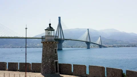 Antirrio fortress lighthouse. Stock Footage 201021045