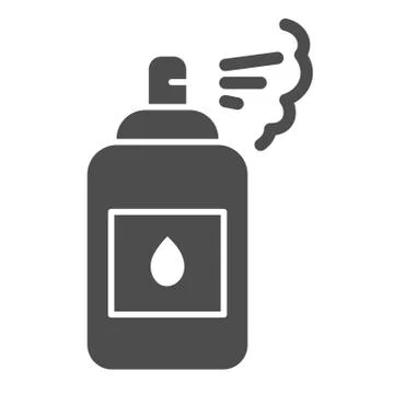 Antiseptic spray solid icon. Hand care hygiene glyph style pictogram on white Stock Illustration