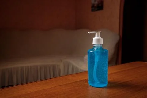 Antiseptic on the table Stock Photos