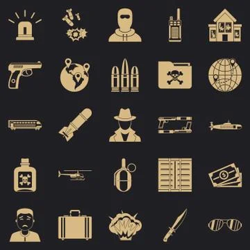Antiterror icons set, simple style Stock Illustration