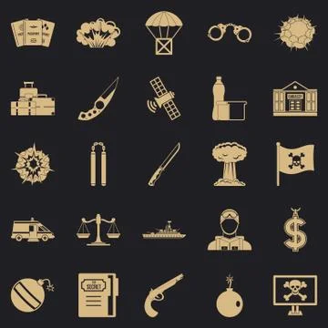 Antiterrorism icons set, simple style Stock Illustration