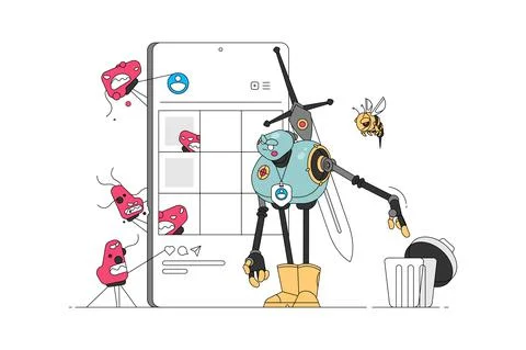 Antivirus character protect personal data Stock Illustration