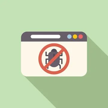 Antivirus concept bug blocked on browser illustration Illustrazione stock