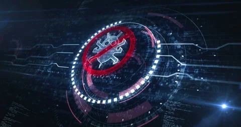 Antivirus cyber security virus detect symbol digital concept loop Stock Footage 250518085