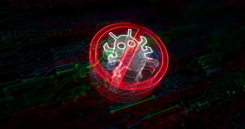 Antivirus cyber security virus detect symbol digital concept Stock Footage 250595507