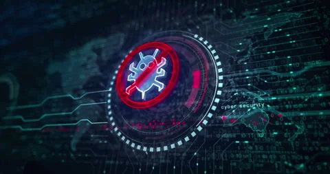 Antivirus cyber security virus detect symbol loop digital concept Stock Footage 250597731