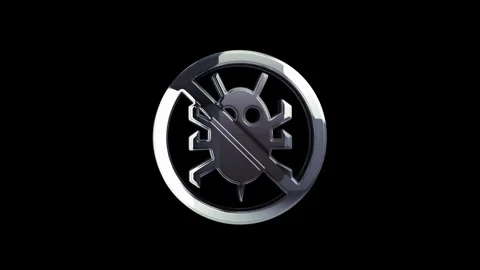 Antivirus cyber security virus detect metal symbol loop rotating Stock Footage 251147258