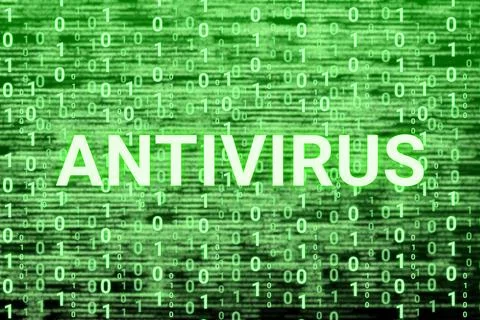 Antivirus digital technology bright background with computer code. Stock Illustration