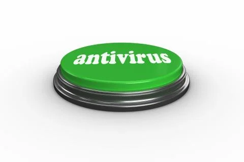 Antivirus on digitally generated green push button Stock Illustration