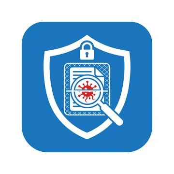 Antivirus document scanning concept icon showing malware detection with shiel Stock Illustration