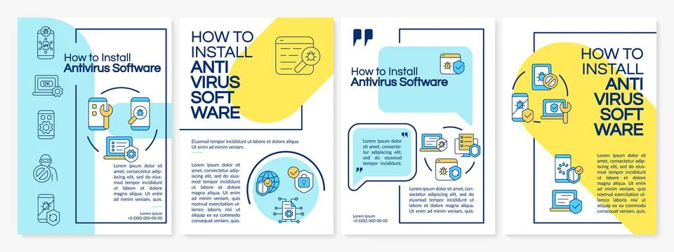 Antivirus program installation tips brochure template Ilustración de archivo