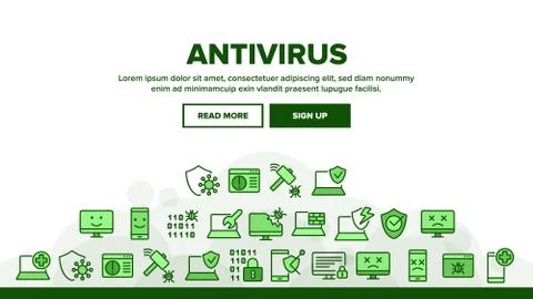 Antivirus Program Landing Header Vector 库存插图