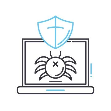 Antivirus program line icon, outline symbol, vector illustration, concept sign 库存插图
