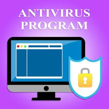  Antivirus Program Showing Malicious Software And Attack Ilustración de archivo