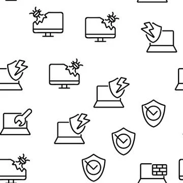 Antivirus Program Vector Seamless Pattern 库存插图